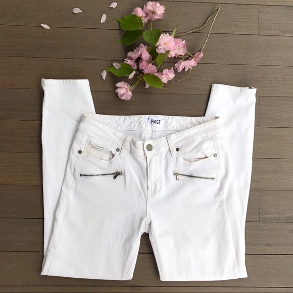 Paige Women’s White Jane Zip Cropped Jeans EUC 29 - Picture 2 of 6